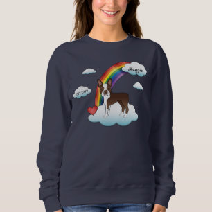 Sudadera Marrón Chocolate Boston Terrier Arcoíris Memorial