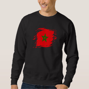 Sudadera Marruecos desgarrado rasgó bandera de Marruecos Or