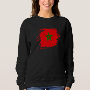 Sudadera Marruecos desgarrado rasgó bandera de Marruecos Or