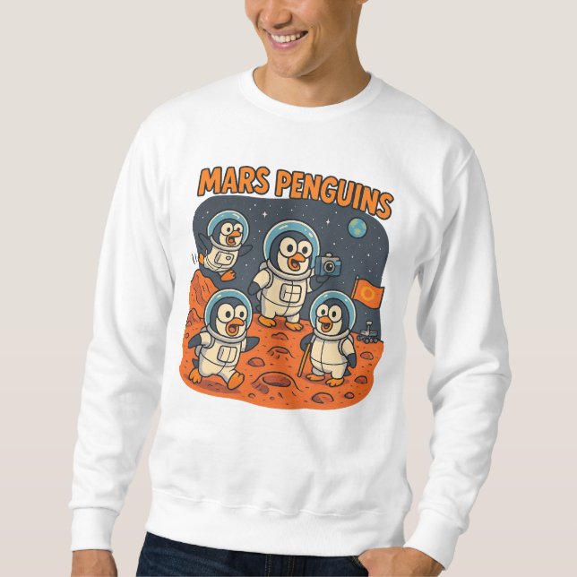 Sudadera Mars Penguins divertida serie de espacios para ani (Anverso)
