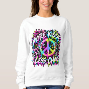 Sudadera Más Besos Menos Caos Graffiti Signo de Paz Sudader