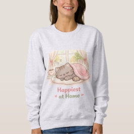 Sudadera Más feliz en casa Kawaii Gatito Lindo Gato Hogareñ
