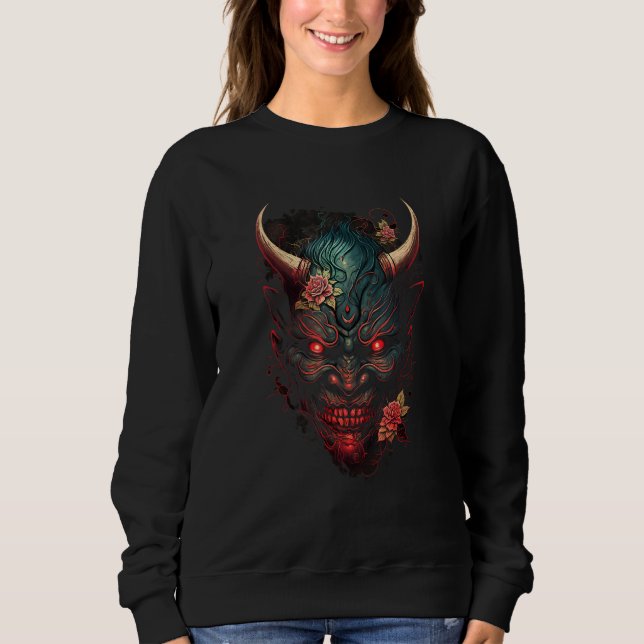 Sudadera Máscara de demonio de tatuaje japonés tradicional, (Anverso)