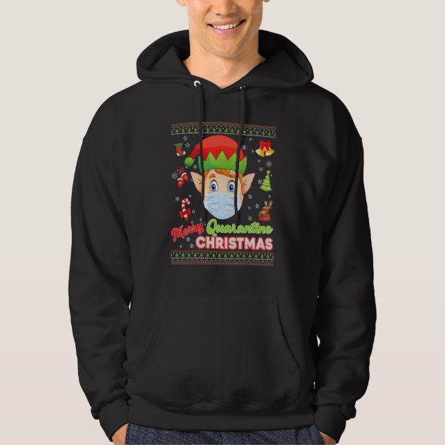 Sudadera Máscara De Feliz Cristo Máscara Santa Elf Navidade (Anverso)