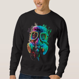 Sudadera Máscara de Gas de Neón: Arte Caótico Vibrante