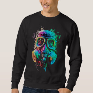 Sudadera Máscara de Gas de Neón: Arte Caótico Vibrante