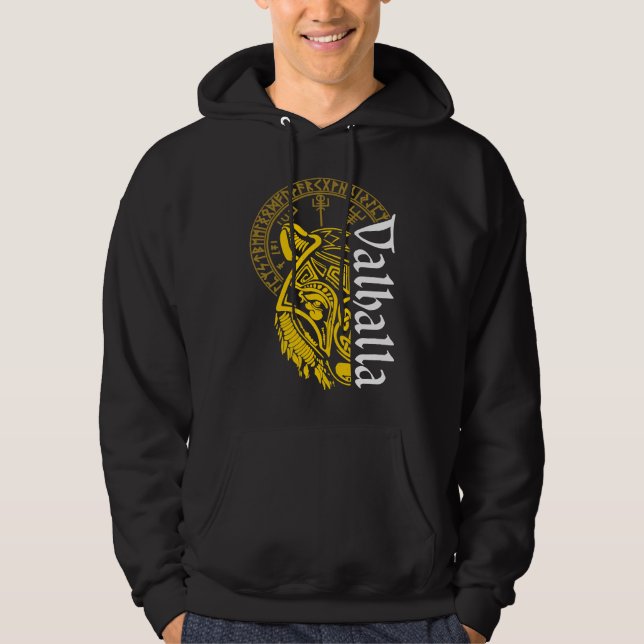 Sudadera Máscara de lobo de Valhalla Odín Runas Brújula Nór (Anverso)