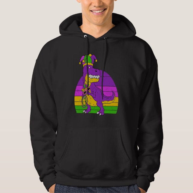 Sudadera Máscara de Mascarada de Dinosaurio Bufón Durmiendo (Anverso)