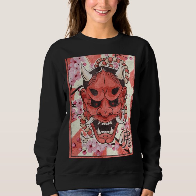Sudadera Mascara de Oni Yokai máscara de Demonio Retro esté (Anverso)