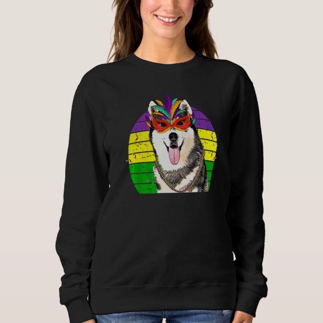 Sudadera Máscara de perro Fiesta Husky Mardi Gras (Anverso)