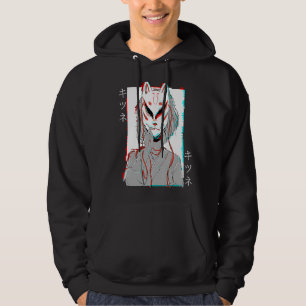 Sudadera Máscara de zorro Kitsune Vaporwave Glitch estilo J