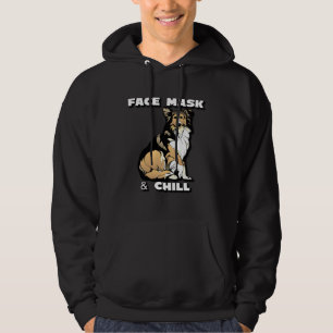 Sudadera Mascara facial y perro collie tranquilo con texto