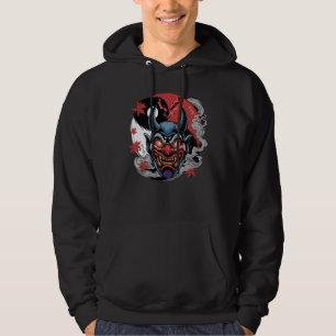 Sudadera Mascara japonesa de Oni con Yin-Yang y hojas de ar