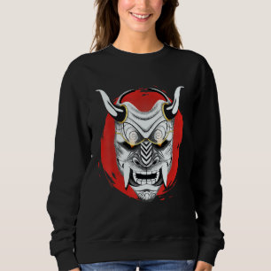 Sudadera Máscara Oni de Luna Roja Japonesa Antigua Samurái 