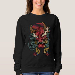 Sudadera Máscara Oni frente al demonio japonés estilo calle