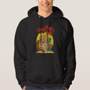 Sudadera Máscara Tiki Hawaiana de Palmeras Fiesta Luau Poli