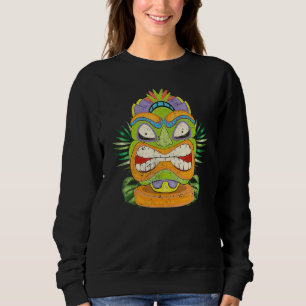 Sudadera Máscara Tiki Hawaiana Estatua del Tótem Fiesta Lua