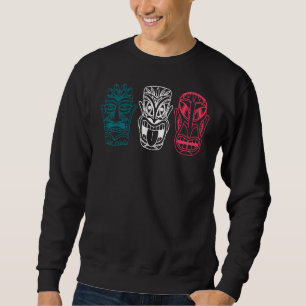 Sudadera Máscara Tiki Polinesia Tres tótem maorí hawaiano