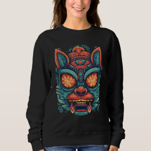 Sudadera Máscara Tiki Totem Gato Hawaiano Máscara Tiki Gato