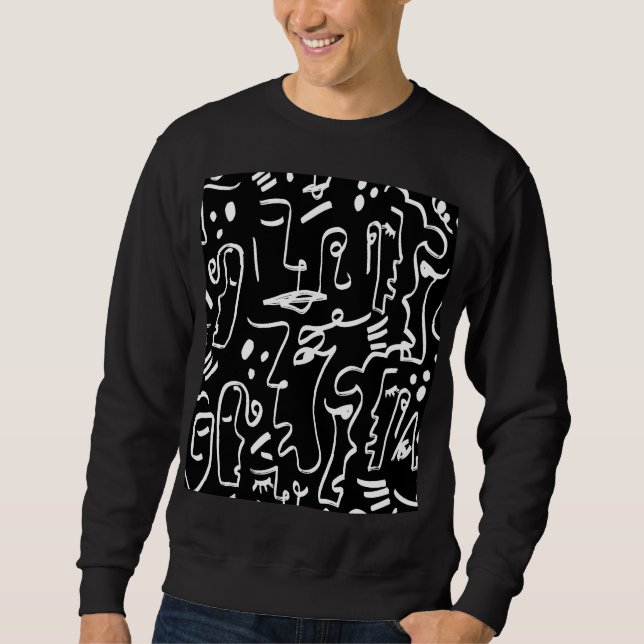 Sudadera Máscaras de caras abstractas: patrón geométrico (Anverso)