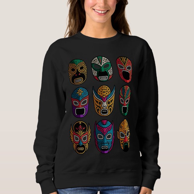 Sudadera Máscaras Retro de Lucha Libre de Lucha Libre (Anverso)