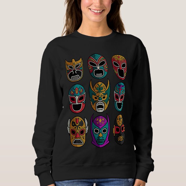Sudadera Máscaras Retro de Lucha Libre  Lucha Libre de Pele (Anverso)