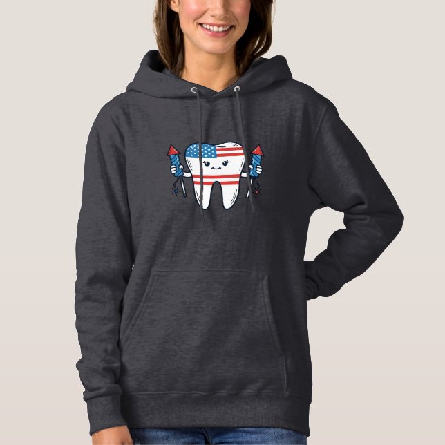 Sudadera Mascota de diente patriótico Diseño de vector de f (Anverso)
