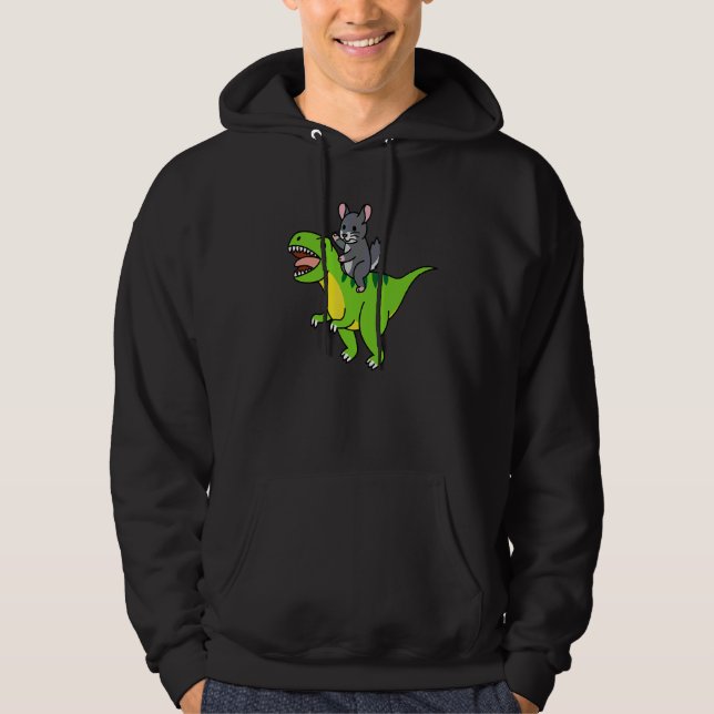 Sudadera Mascota de dinosaurio Rex montando chinchilla (Anverso)