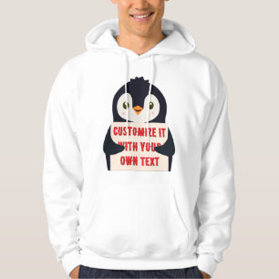 Sudadera Mascota de pingüino sosteniendo un cartel para tex