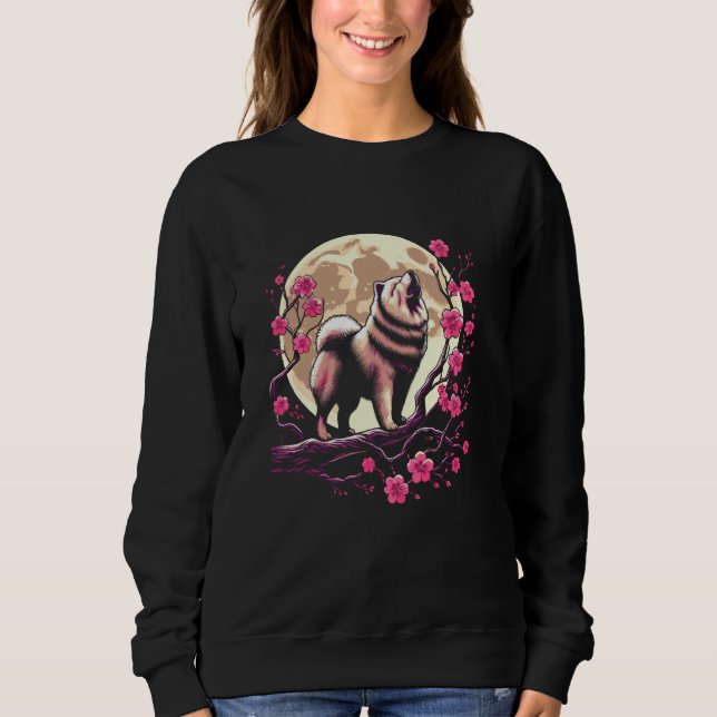 Sudadera Mascota de raza de perro de cerezo con flores de c (Anverso)