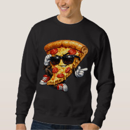 Sudadera Mascota de Rebanada de Pizza Fría con Arte de Gafa