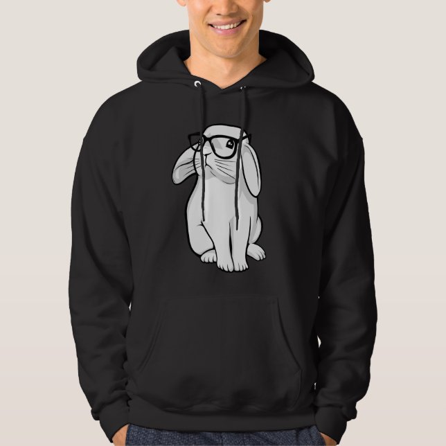 Sudadera Mascota lindo del conejito del conejo Nerdy con (Anverso)