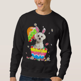 Sudadera Mascota maltés de perro cazando huevos de conejo D