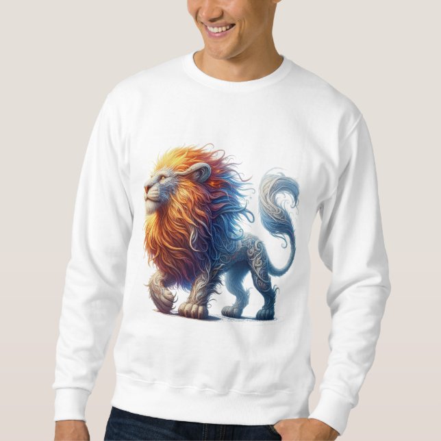 Sudadera masculina con estampado de león (Anverso)