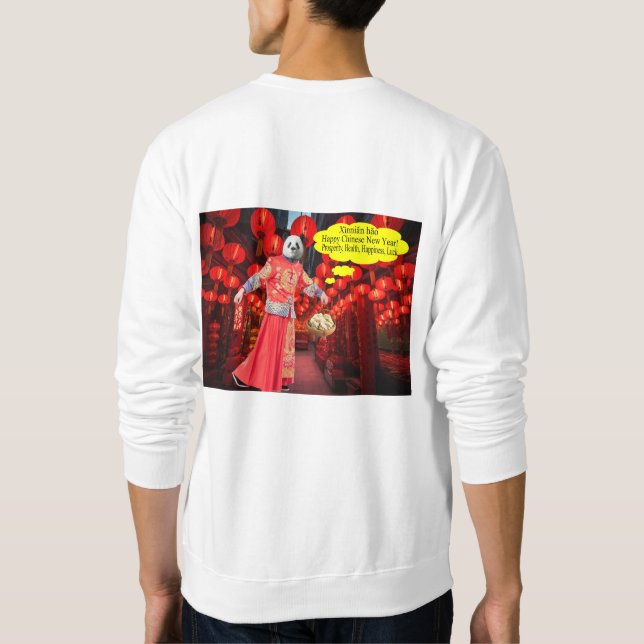 sudadera masculina. Feliz Año Nuevo Chino. panda/m (Reverso)