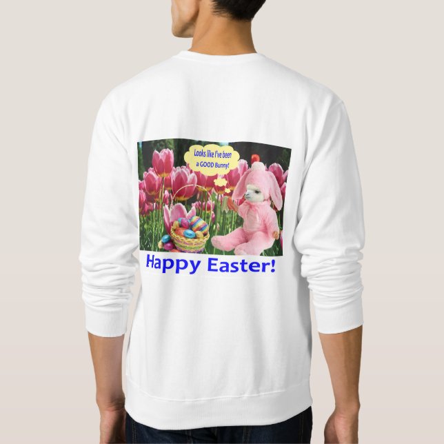 sudadera masculina. Feliz Pascua. (Reverso)