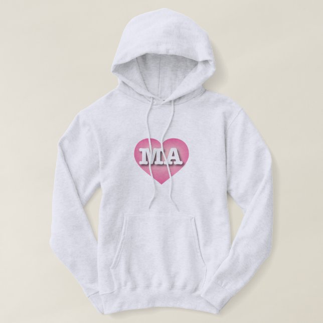 Sudadera Massachusetts Pink Fade Heart - Me encantan las MA (Diseño del anverso)