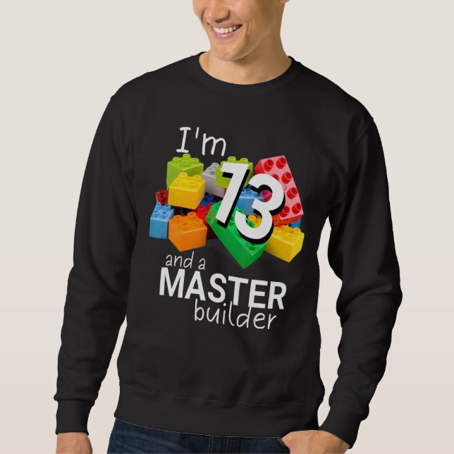Sudadera Master Builder Cute Block Building 13th Birthday B (Anverso)