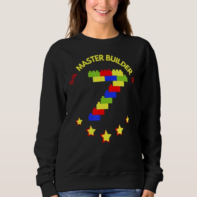 Sudadera Master Builder Cute Block Building 7Cumpleaños Bo (Anverso)