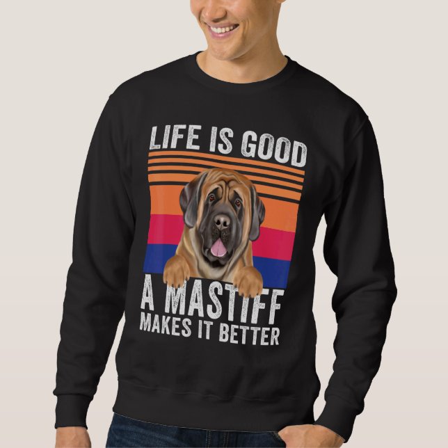 Sudadera Mastiffs Hace Tu Vida Buena Vintage (Anverso)