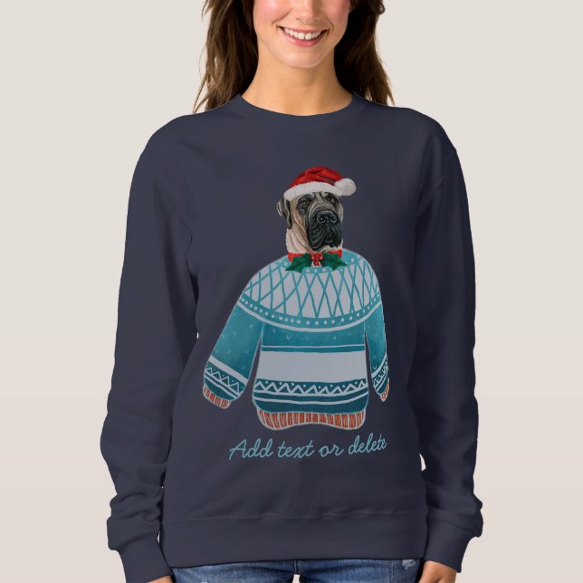 Sudadera Mastín inglés de Navidad, mamá perro feo de Navida (Anverso)