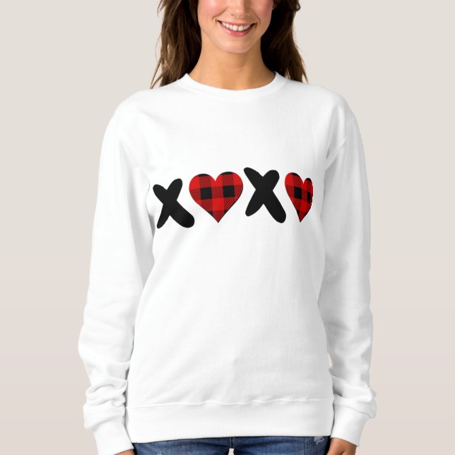 Sudadera Matchin de pareja XOXO de búfalo de el día de San  (Anverso)
