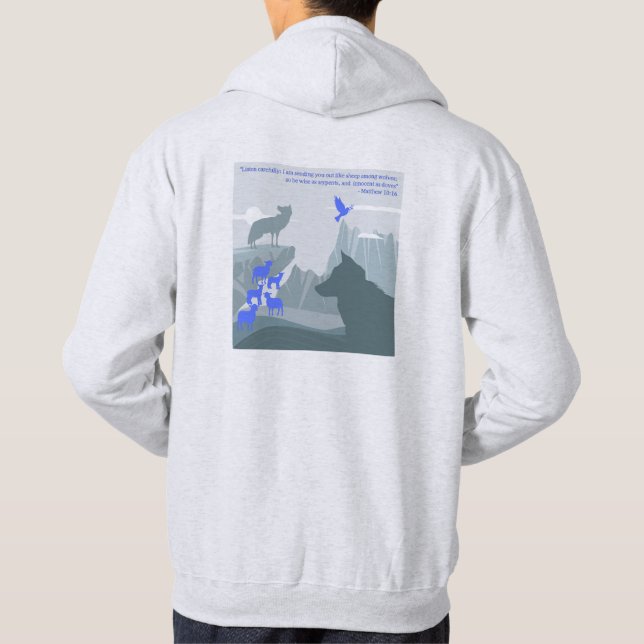 Sudadera Mateo 10:16 - ovejas entre lobos (Reverso)