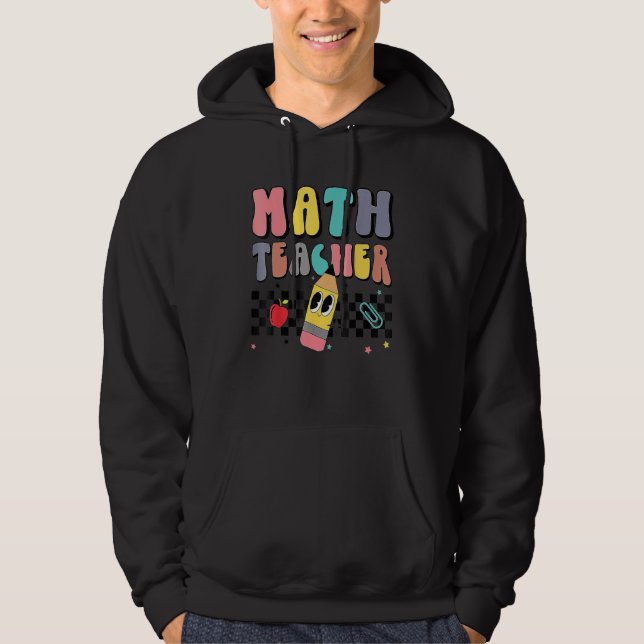 Sudadera Math Teacher Happy 100 Days Of School Retro Groovy (Anverso)