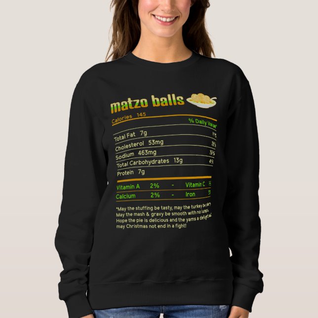 Sudadera Matzo Balls Nutrición Hechos Judío Hanukkah Cristo (Anverso)