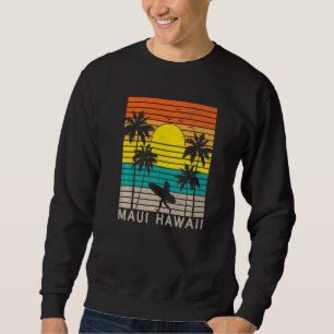 Sudadera Maui Hawaii HI Beach Surfer Chica Surfing Palm Tre