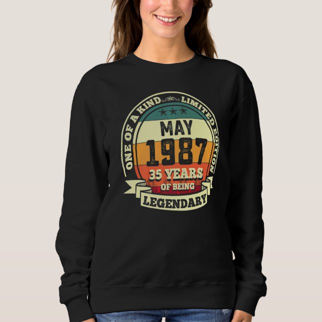 Sudadera Mayo 1987 35º Cumpleaños 35 Años De Ser Legendar (Anverso)