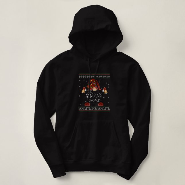 Sudadera mb Gnomo Cantante Cuadros de Búfalo Luz de Navidad (Diseño del anverso)