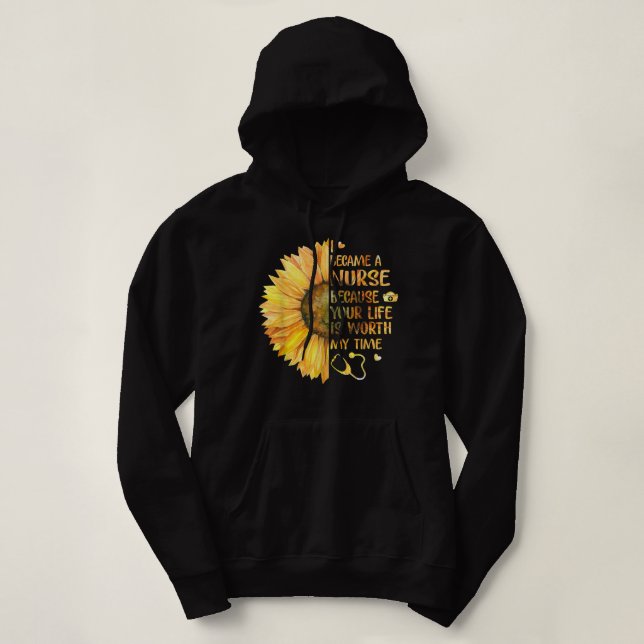 Sudadera Me Convirtí En Una Enfermera Porque Tu Vida Vale M (Diseño del anverso)