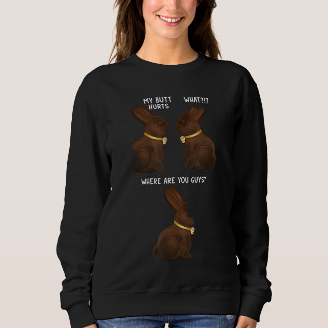 Sudadera Me duele el culo gracioso meme de conejito de choc (Anverso)